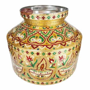 Diya Designed, Meenakari Decorated, Big Stainless Steel Water Pot